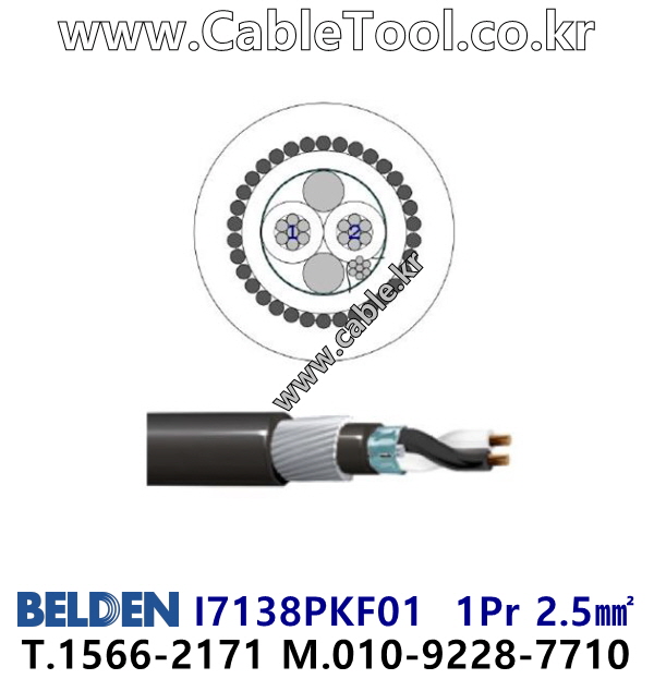 BELDEN  I738PKF01, 1Pr 2.5mm,  XLPE/OS/PVC/GSWA/FRPVC 0,6/1 (1,2) kV  IEC 60502-1, 